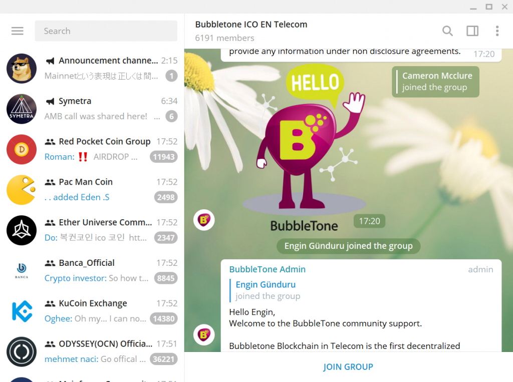 Bubbletone ICO Telegram