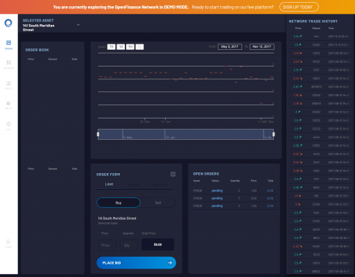 OpenFinance Networkのデモ画面