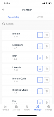 モバイル版 Ledger Live のアプリインストール画面