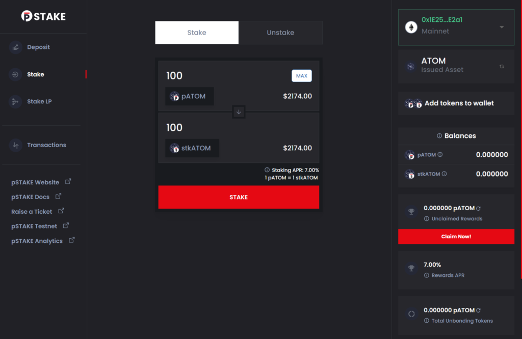 pStakeのUI
